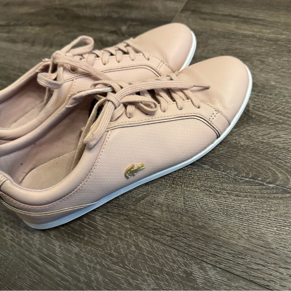 Lacoste Blush Pink Sneakers Minimalist Design with Gold Logo